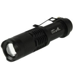 Lampe de poche UltraFire Focus, 3 modes, Cree XM-L T6 LED, lumière blanche, flux lumineux: 700lm, longueur: 11.6cm (noir)