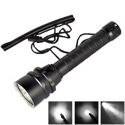 5 x CREE XM-L2 lampe de plongée à lumière blanche, 6800 LM, profondeur de plongée: 150m (noir)