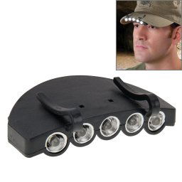 Ampoule Torche HeadLamp Head Light, 5 LED White Light, pour la pêche en plein air Camping Chasse (Noir)