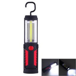 Lampe de travail étanche à la torche à lumière blanche LED PR5W-1 5W COB + 1W F8 IP43 Lampe de travail portable d urgence à charge multi-fonctions 400 LM avec crochet pivotant magnétique et 360 degrés (Rouge)