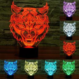 Forme de léopard 7 Couleur Décoloration Creative Visual Stéréo Lampe 3D tactile Interrupteur Contrôle LED Lumière Lampe de Bureau Nuit Lumière