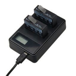 Chargeur de batteries d écran d affichage à cristaux liquides d appareil-photo de sport de Xiaoyi 4K avec le câble d USB, montre la capacité de remplissage
