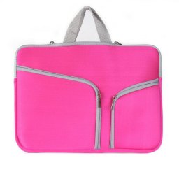 Double poche Zip sac à main pour ordinateur portable sac pour Macbook Pro 15 pouces (Magenta)