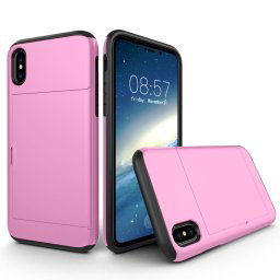 Pour iPhone X / XS TPU + PC Housse de protection arrière à l épreuve des gouttes avec fente pour carte (mauve)