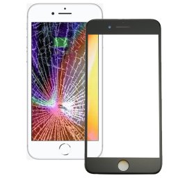 iPartsAcheter pour l iPhone 8 Plus lentille extérieure de verre d écran avant avec le cadre avant d écran d affichage à cristaux liquides et l adhésif optiquement clair d OCA (noir)