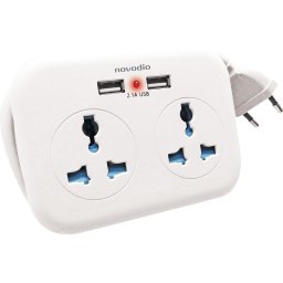 Novodio USB Travel Extender - Rallonge 2 prises universelles + 2 ports USB 2,1A