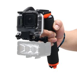 Déclencheur d obturateur + Manivelle flottante de plongée Bouée de flottabilité avec sangle et clé à bouton-pression et anti-pertes réglables pour GoPro HERO5 Noir