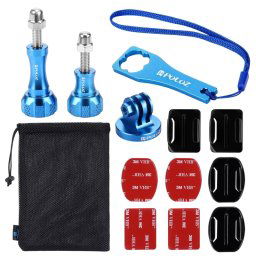 PULUZ 13 en 1 kit combiné métallique CNC (vis + supports de surface + adaptateur pour trépied + sac de rangement + clé) pour GoPro HERO5 / 4/3 + / 3/2/1