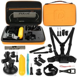 PULUZ 20 en 1 kit combiné d'accessoires avec étui Orange EVA pour GoPro HERO5 /4 Session /4 /3+ /3 /2 /1