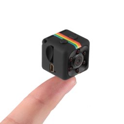 SQ11 Mini DV HD 1080P caméra enregistreur de sport 2MP avec support, détection de moniteur de support et IR Vision nocturne et carte TF (noir)