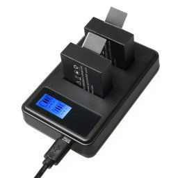 SJCAM SJ7000 / SJ6000 / SJ5000 / SJ4000 Batterie Écran LCD Double chargeur de piles, affiche Capacité de charge (noir)