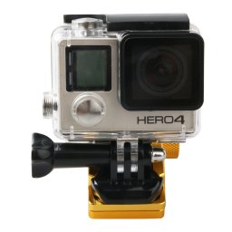 Miroir de rétroviseur de moto Support de support fixe en alliage d aluminium CNC pour GoPro HERO4 / 3 + / 3, Xiaomi Xiaoyi, caméra SJCAM (Gold)