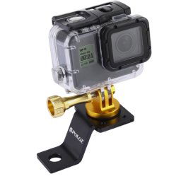PULUZ Support à fixation fixe à moteur en alliage d aluminium avec adaptateur et vis à trépied pour GoPro HERO5 Session / 5/4 Session / 4/3 + / 3/2/1, autres appareils photo sportifs (or)