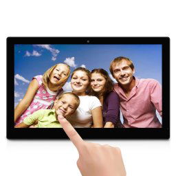 Cadre photo numérique avec support 15,6 pouces Full HD 1080P écran tactile Android 6 , Quad Core Cortex A9 1.6G, RAM: 1 Go, ROM: 8 Go, Bluetooth, WiFi, carte SD, USB OTG (noir)