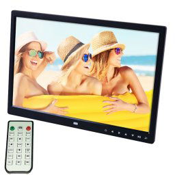Cadre photo numérique numérique de 15,0 pouces avec support / télécommande, Allwinner, support USB / carte SD entrée / OTG (noir)