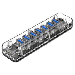 ORICO F7U 7 x ports USB 3.0 HUB de bureau à transmission rapide de 5 Gbps avec voyant bleu (transparent)