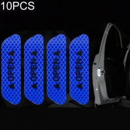 10 PCS OPEN Ruban Réfléchissant Marque d avertissement Accessoires de vélo Autocollants de porte de voiture (Bleu)