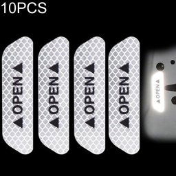 10 pcs ouvert ruban réfléchissant marque d avertissement accessoires de vélo autocollants de porte de voiture (blanc)
