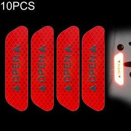 10 PCS OPEN Ruban Réfléchissant Marque D avertissement Accessoires Vélo Autocollants De Porte De Voiture (Rouge)