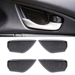 En Fiber De Carbone Poignée De Porte Intérieure Bol Couvercle Garniture Stickers Décoratif Autocollant pour Honda Civic 10ème Gén