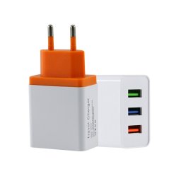 2 A 3USB Chargeur de voyage pour téléphone portable, prise européenne (orange)