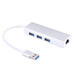 Coque en aluminium 3 ports USB3.0 HUB + adaptateur Gigabit Ethernet USB3.0