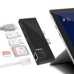 ROCKETEK SK-S5HL RJ45 + 2 x USB 3.0 + HDMI + lecteur de carte mémoire SD / TF HUB 4K HDMI Adapter (Noir)