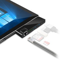 ROCKETEK SK-SH3L RJ45 + 2 x USB 3.0 + HDMI + lecteur de carte mémoire SD / TF HUB 4K HDMI Adapter (Noir)