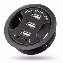 Hub USB 2.0 3 ports avec prise audio 3,5 mm et microphone