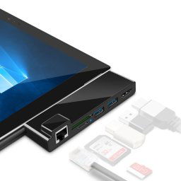ROCKETEK SK-S4HL RJ45 + 2 x USB 3.0 + HDMI + lecteur de carte mémoire SD / TF HUB 4K HDMI Adapter (Noir)