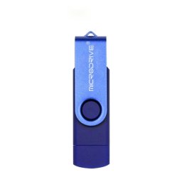 MicroDrive 64 Go USB 2.0 Téléphone et ordinateur à double usage Rotary OTG Metal U Disk (Bleu)