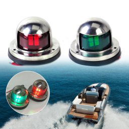 1 Paire de feux de navigation à LED en acier inoxydable rouge-vert pour feux de signalisation de bateaux à voile marins, DC 12V