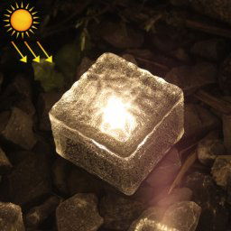 IP68 étanche à l énergie solaire en verre trempé alimenté extérieur LED enterré lumière lampe de décoration de jardin avec panneau solaire 0.2W (blanc chaud)