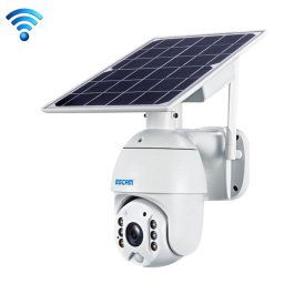 ESCAM QF280 HD 1080P IP66 Panneau solaire WiFi étanche PT Caméra IP sans batterie, prise en charge de la vision nocturne / détection de mouvement / carte TF / audio bidirectionnel (blanc)