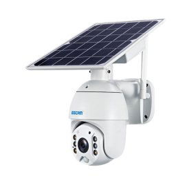 ESCAM QF480 Version UE HD 1080P IP66 Panneau solaire étanche 4G PT Caméra IP sans batterie, prise en charge de la vision nocturne / détection de mouvement / carte TF / audio bidirectionnel (blanc)