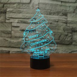 Lampe de table lumineuse colorée de vision de la forme 3D d'arbre de Noël LED, version à télécommande de 16 couleurs