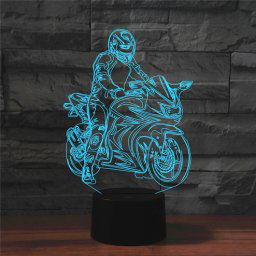 Lampe de table lumineuse colorée de la vision LED de la forme 3D de la moto, version à télécommande de 16 couleurs