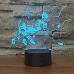 Jouant la lampe de table lumineuse colorée de vision de LED de forme 3D de hockey sur glace, version de télécommande de 16 couleurs