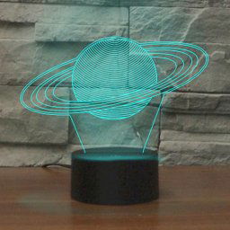 Lampe de table lumineuse colorée de vision LED de la forme 3D de Saturne, version à télécommande de fissure
