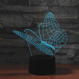 Lampe de table lumineuse colorée de vision LED de la forme 3D de papillon, version à télécommande de fissure