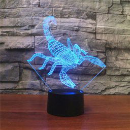 Lampe de table lumineuse colorée de vision LED de la forme 3D de scorpion, version à télécommande de fissure
