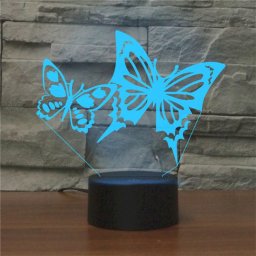 Deux papillons forment la lampe de table lumineuse colorée de vision de LED de 3D, version à télécommande de 16 couleurs