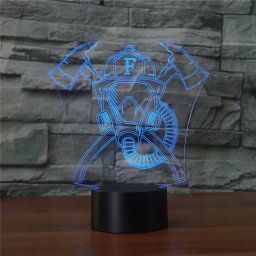 Lampe de table lumineuse colorée de vision LED de la forme 3D de masque de feu, version à télécommande de 16 couleurs