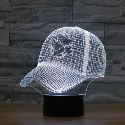 Lampe de table lumineuse colorée de vision LED de la forme 3D de casquette de baseball, version à télécommande de 16 couleurs