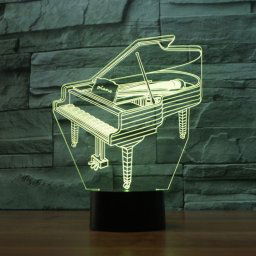 Lampe de table lumineuse colorée de la vision LED de la forme 3D de piano, version à télécommande de 16 couleurs