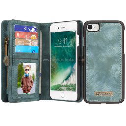 CaseMe pour iPhone 8 et 7 Porte-documents multifonctions en cuir avec étui de protection magnétique détachable et étui de protection et 10 emplacements pour cartes et 3 fentes pour billets et 1 porte-monnaie et 2