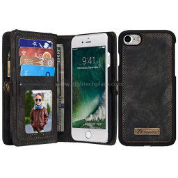 CaseMe pour iPhone 8 et 7 Porte-documents multifonctions en cuir avec étui de protection magnétique détachable pour PC et porte-cartes et 10 emplacements pour cartes et 3 fentes pour billets et 1 porte-cartes à