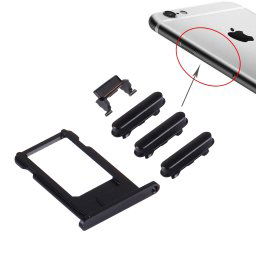 iPartsBuy 4 en 1 pour iPhone 6s (plateau de la carte + touche de contrôle du volume + bouton d alimentation + touche de vibreur interrupteur muet) (Noir)