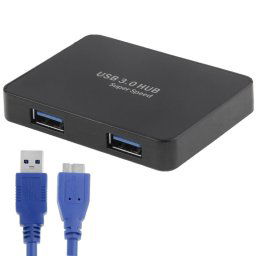 CR-H302 Surface de miroir 4 Ports USB 3.0 Super Vitesse 5 Gbps HUB + 60 cm Câble de Transmission USB 3.0 (Noir)