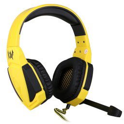 KOTION EACH G4000 Version USB Stéréo Gaming Headset Casque Headband avec Microphone Contrôle du Volume LED Lumière pour PC Gamer, Longueur de Câble: Environ 2.2m (Noir + Jaune)